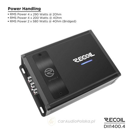 Recoil Wzmacniacz DII1400.4 4 kanałowy Wzmacniacz - 1400 W w klasie D
