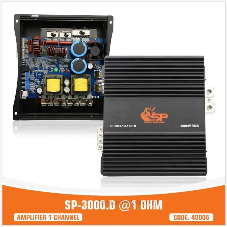 SP-3000D 1 OHM to monoblokowy wzmacniacz klasy D przeznaczony do zasilania subwooferów w systemach car audio. Dzięki pracy przy impedancji 1 Ω, zapewnia wysoką moc wyjściową i dynamiczny, mocny bas